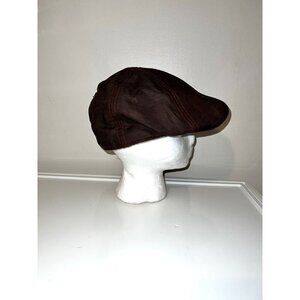GOORIN BROS Brown Cotton Linen Paperboy Hat Newsboy Cap Cabbie Sz S